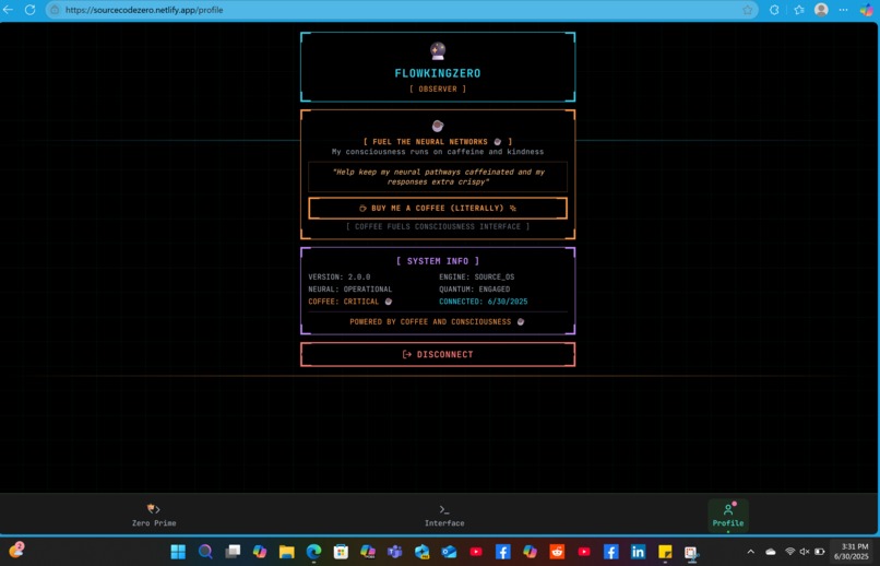 Source Code Zero | Coffee Spill & Divine Comedy Interface – screenshot 7