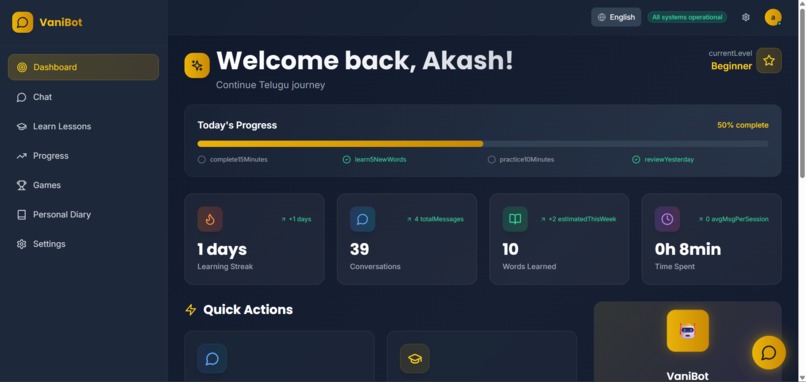 VaniBot : AI-powered language learning tool – screenshot 1