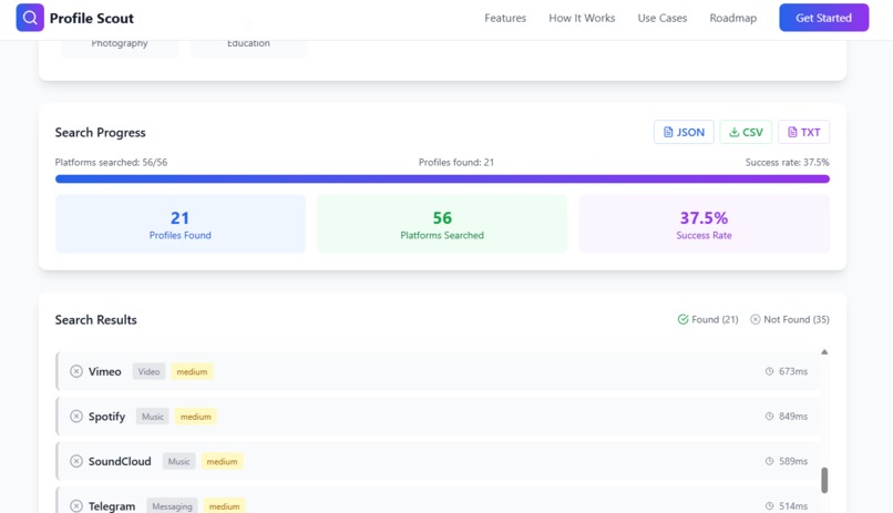 Profile Scout – screenshot 1