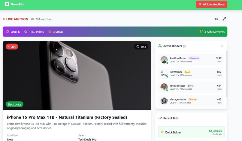 NovaBid – screenshot 1