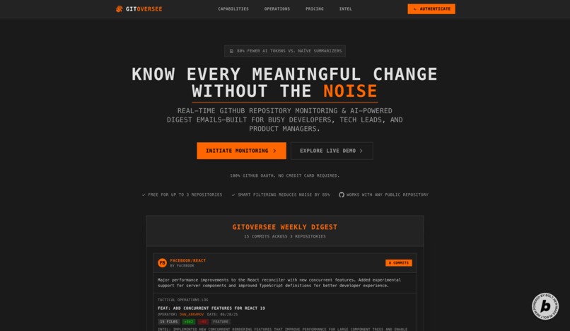 GitOversee  – screenshot 2