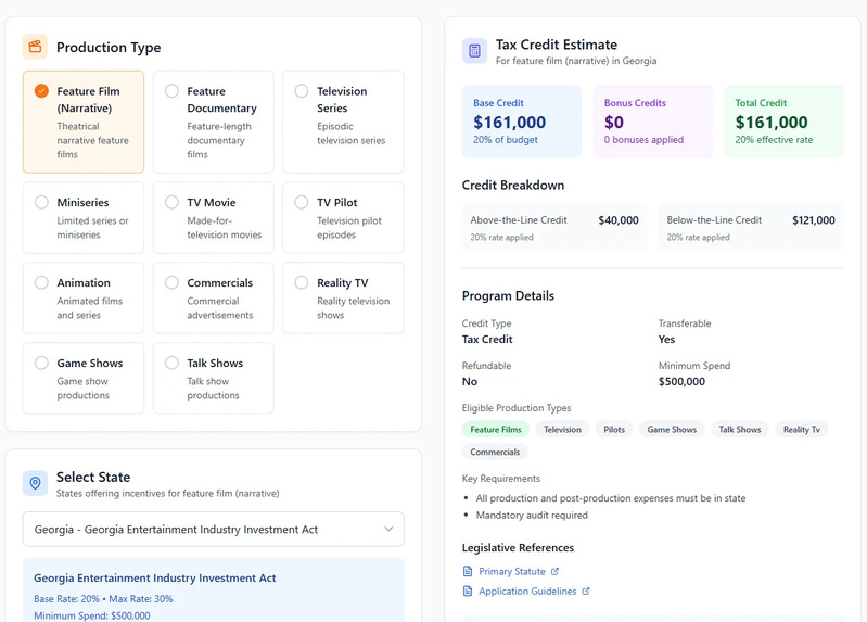 Film Tax Credit Calculator – screenshot 2