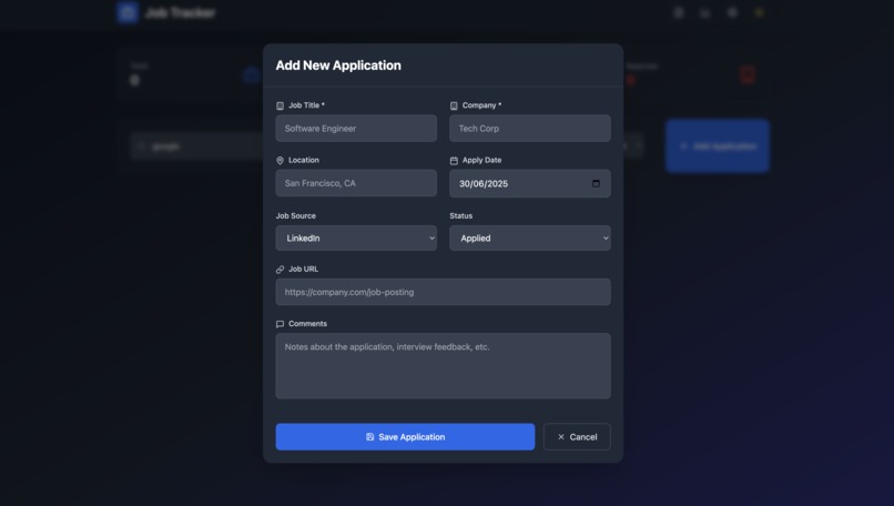 Real job tracker – screenshot 2