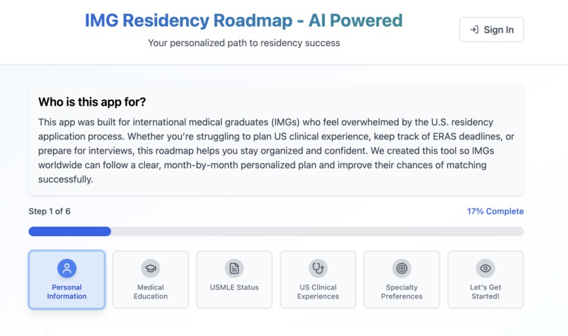 IMG Residency Roadmap (AI Powered) – screenshot 1