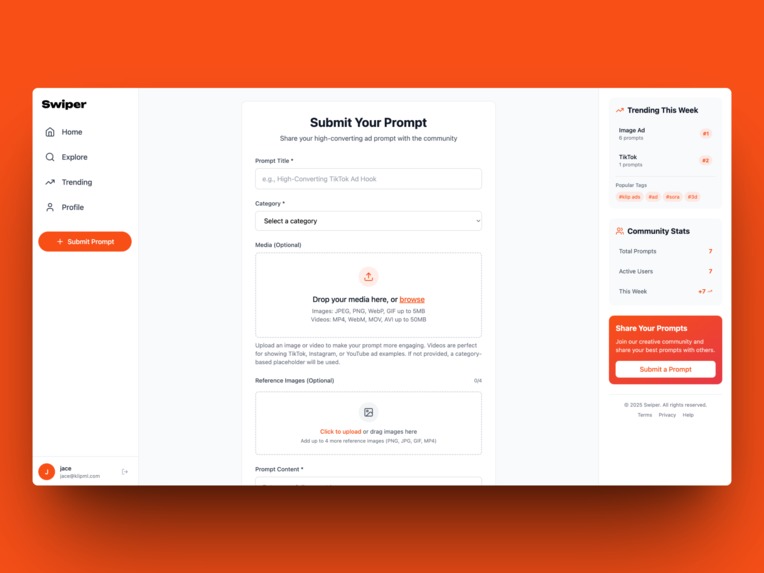 Swiper - Social Platform for Vibe Marketers & Vibe Designers – screenshot 1