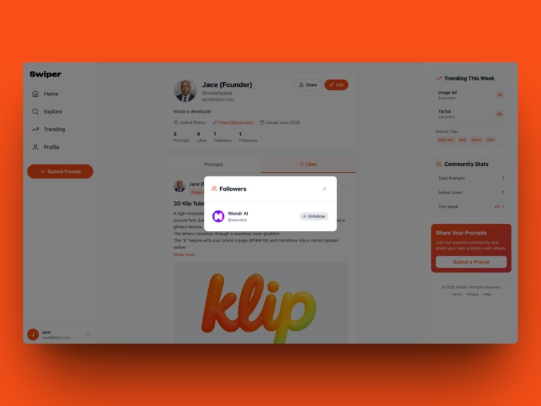 Swiper - Social Platform for Vibe Marketers & Vibe Designers – screenshot 5