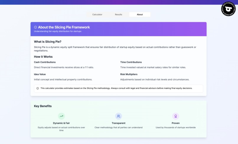 Startup Equity Split Calculator – screenshot 4