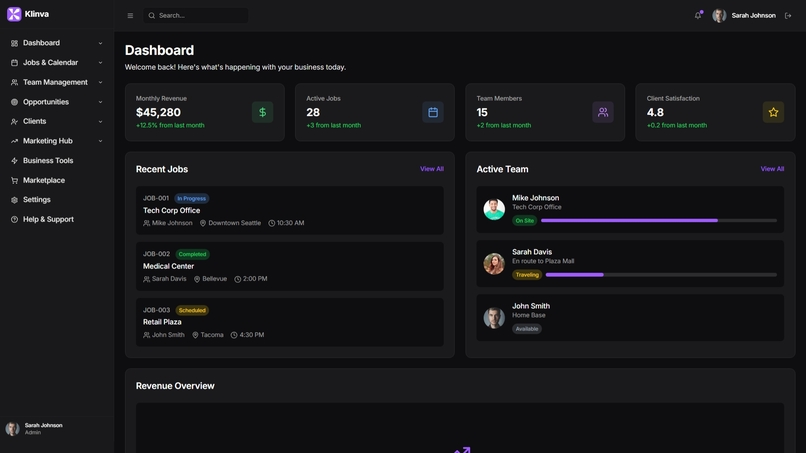 Klinva – Ultimate CRM SaaS for Commercial Cleaning Companies – screenshot 1