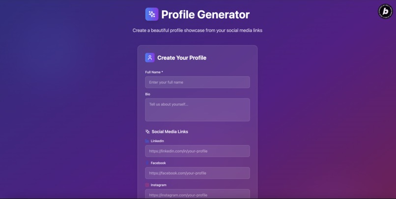 Social Profile Generator – screenshot 1