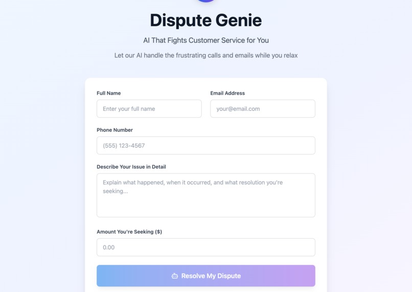 Dispute Genie – AI That Fights Customer Service for You – screenshot 1