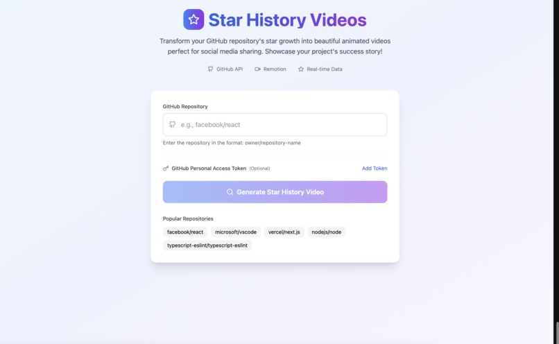 GitHub Star History Video Animation Generator  – screenshot 1