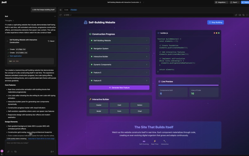 a self-building website – screenshot 1