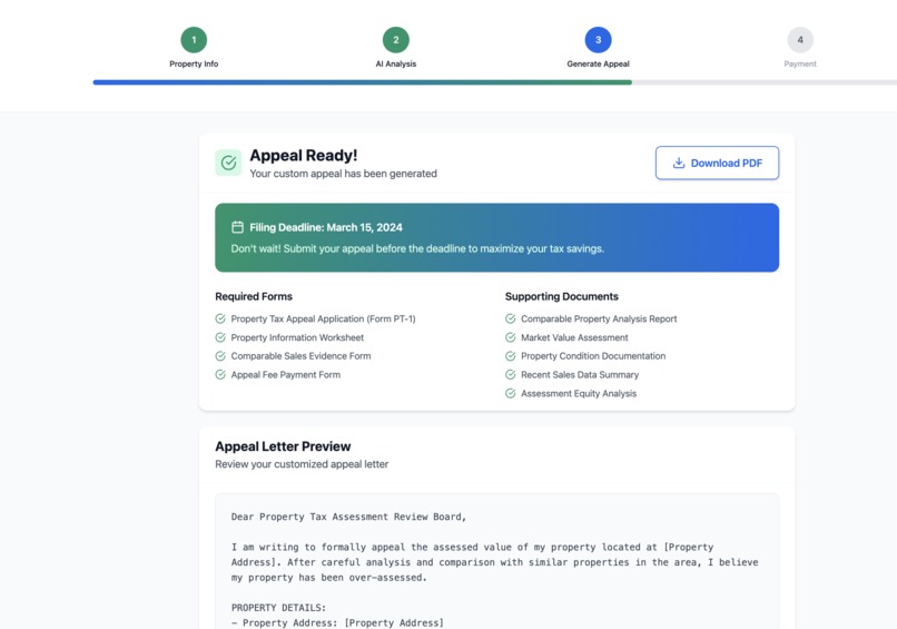 Tax appeal AI – screenshot 3