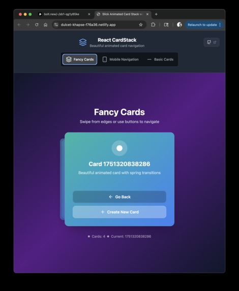React CardStack – screenshot 1