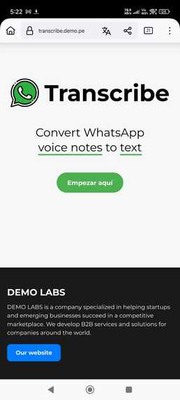 Transcribe using whatsapp – screenshot 1