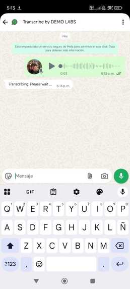Transcribe using whatsapp – screenshot 3
