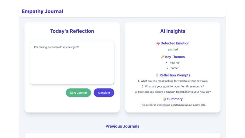 Empathy Journal Web Application – screenshot 1