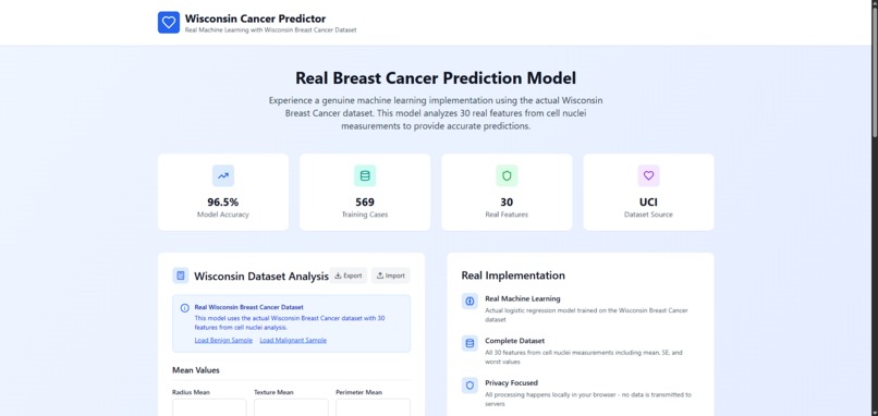 Breast Cancer Prediction Website – screenshot 1