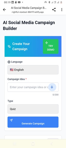 AI social media campaign generator (hashtagX) – screenshot 1