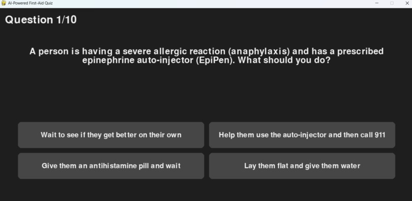 AI-Powered First-Aid Quiz Game – screenshot 2
