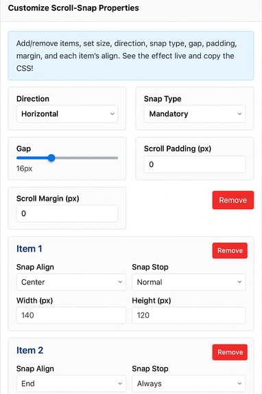 CSS Scroll Snap Generator And Visualizer  – screenshot 1
