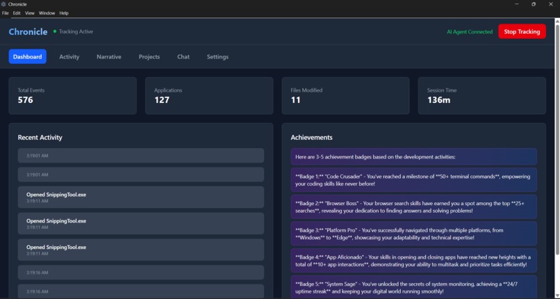 Chronicle - AI-Powered Activity Intelligence Platform – screenshot 1