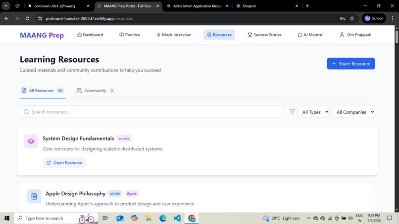 MAANG Prep Portal-Full Featured Interview Prep Platform – screenshot 4