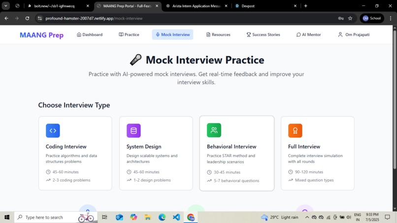 MAANG Prep Portal-Full Featured Interview Prep Platform – screenshot 5