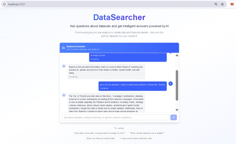 DataSearcher: AI-Powered Dataset Discovery – screenshot 1