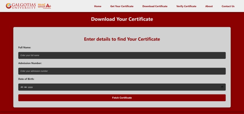 Certificate generation platform for colleges – screenshot 2