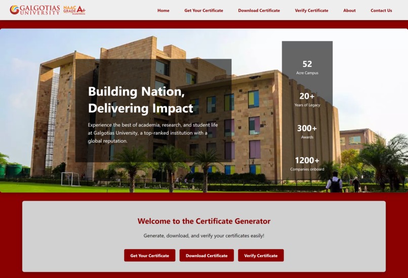 Certificate generation platform for colleges – screenshot 1