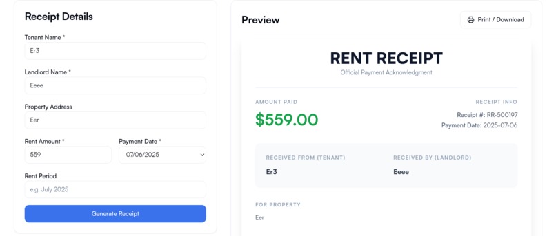 AllReceiptGenerator  – screenshot 2