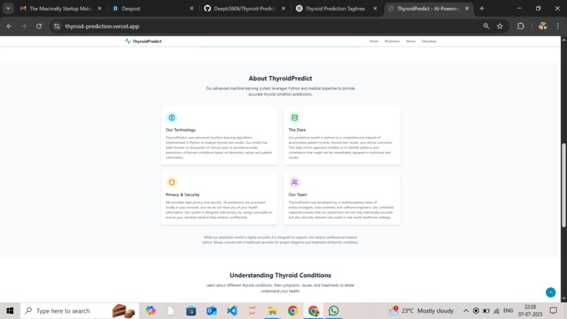 Thyroide prediction – screenshot 3