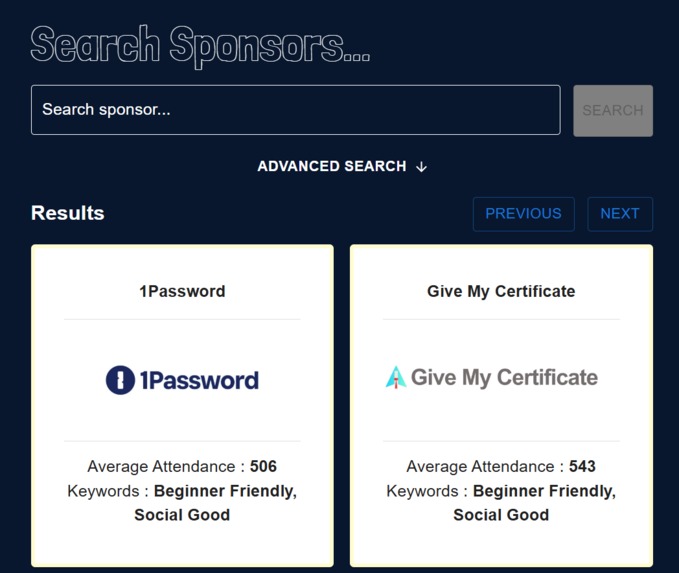 sponsorship-web-scraper-2 – screenshot 1