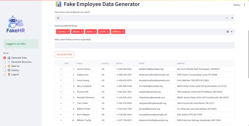 FakeHR  – screenshot 2