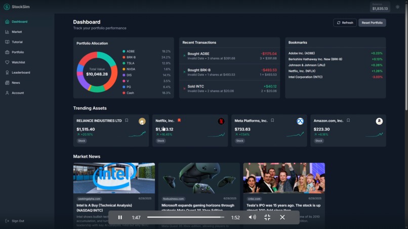 StockSim – screenshot 2