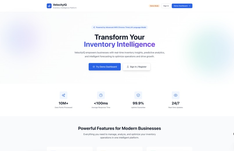 VelocityIQ-Supply chain optimization using TimeLLM – screenshot 1