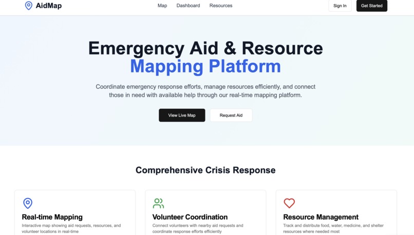 AidMap – Emergency Aid & Resource Mapping Platform – screenshot 1