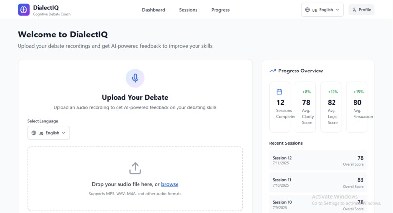 DialectIQ – Real-Time Cognitive Coach for Debaters – screenshot 1