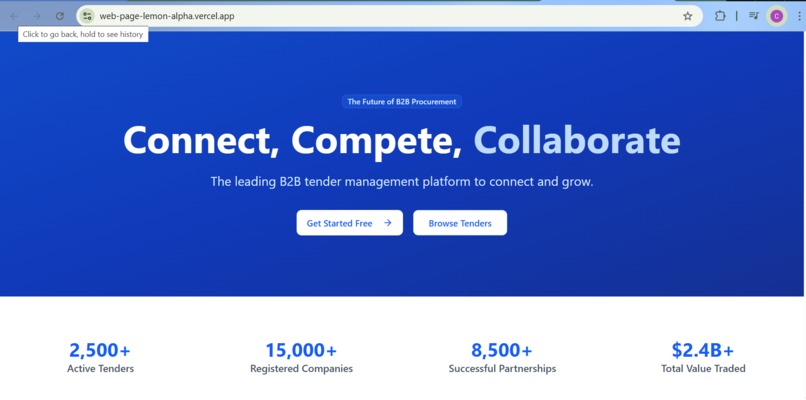 B2B application – screenshot 1