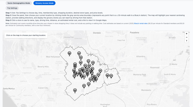 Dynamic Grocery Access Trip Planning Tool – screenshot 2