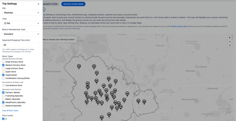 Dynamic Grocery Access Trip Planning Tool – screenshot 3