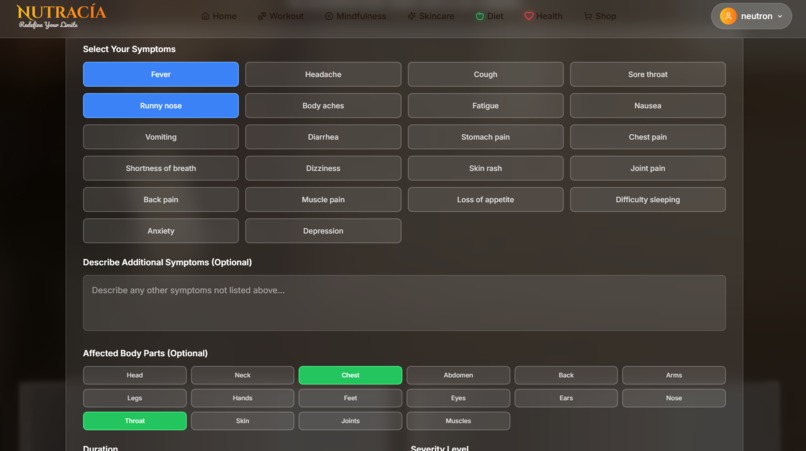 NUTRACIA – screenshot 1