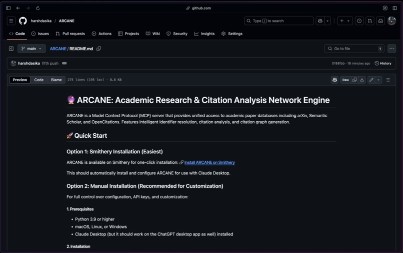 ARCANE: Academic Research & Citation Analysis Network Engine – screenshot 1