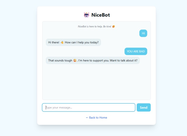 NiceBot – AI-Powered Kindness Chatbot – screenshot 1