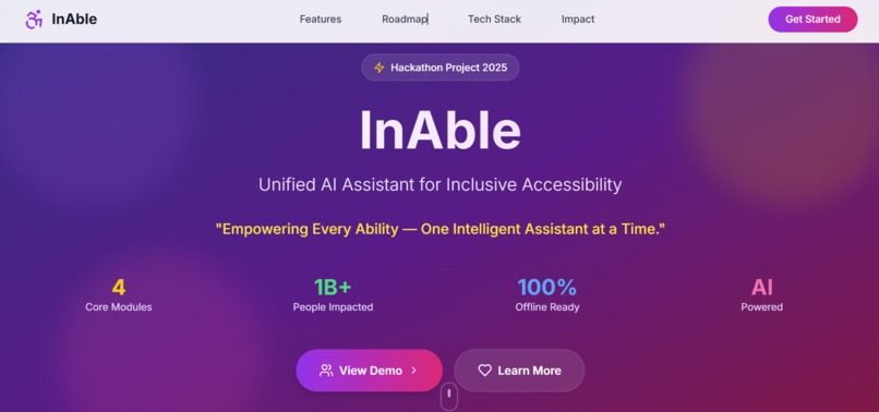 InAble-Unified AI Assistant for Inclusive Accessibility – screenshot 1