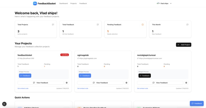 feedback basket – screenshot 1