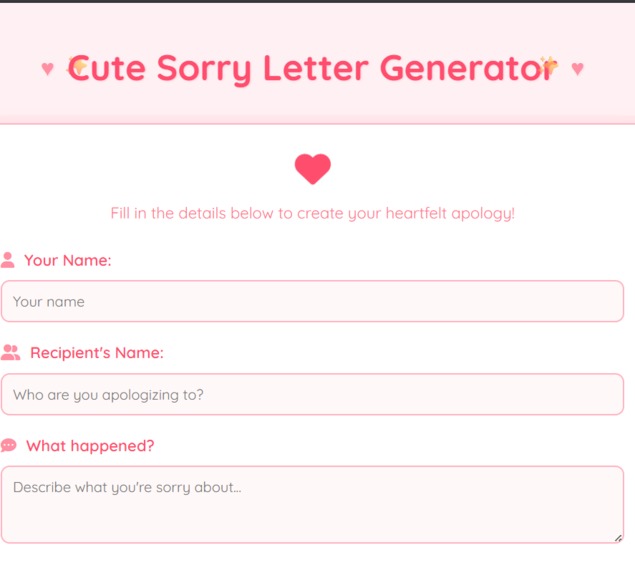 Sorry Letter Generator – screenshot 1