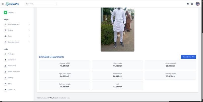 TailorPro – AI-Powered Fashion Measurement Tool – screenshot 7