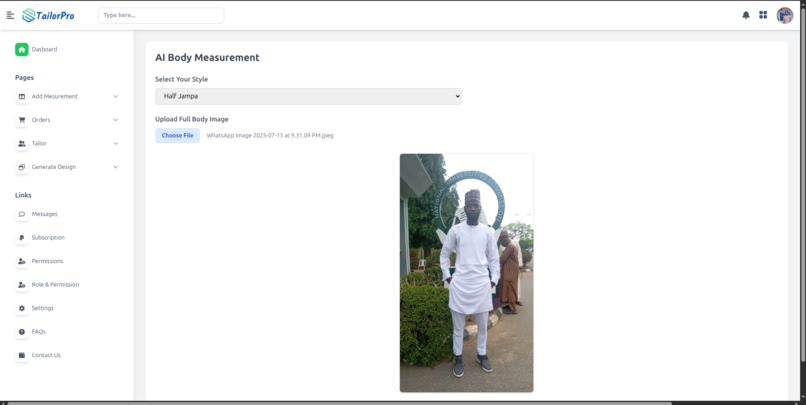 TailorPro – AI-Powered Fashion Measurement Tool – screenshot 6